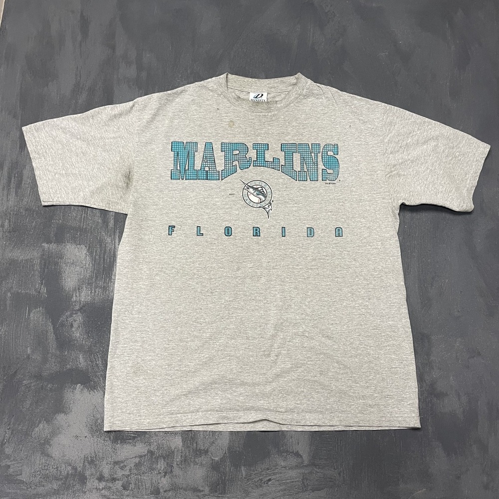 Vintage‎ Florida Marlins MLB T Shirt Men XL Grey 1990s Dynasty